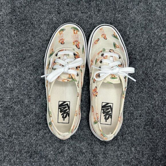 Vans‎ Sneakers Women's 7 Cream Aloha Hula Girls Low Lace Up Athletic Skate Shoes - Picture 9 of 13